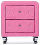 Urban Designs Stella Crystal Tufted Pink Leather Modern Nightstand