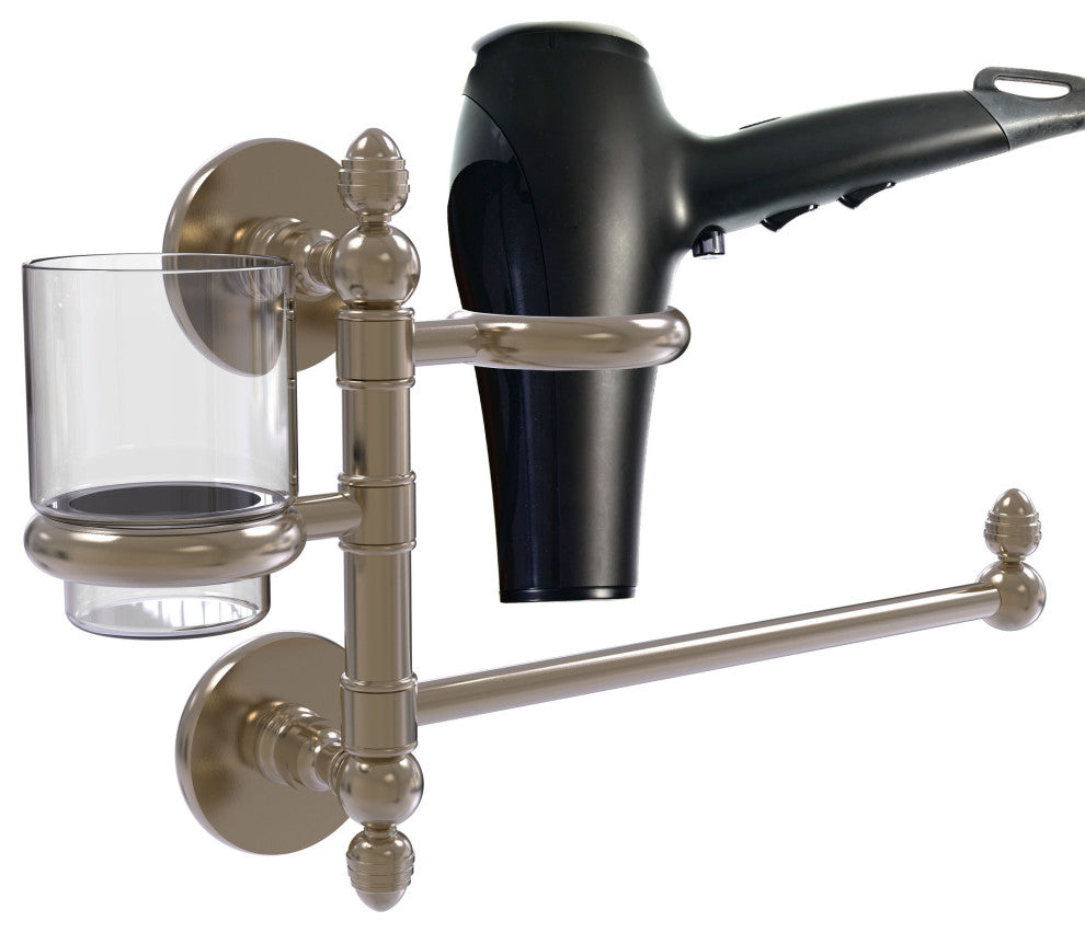 Prestige Skyline Hair Dryer Holder and Organizer, Antique Pewter