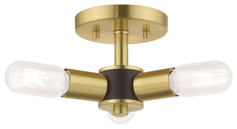 Livex Lighting Satin Brass 3-Light Ceiling Mount