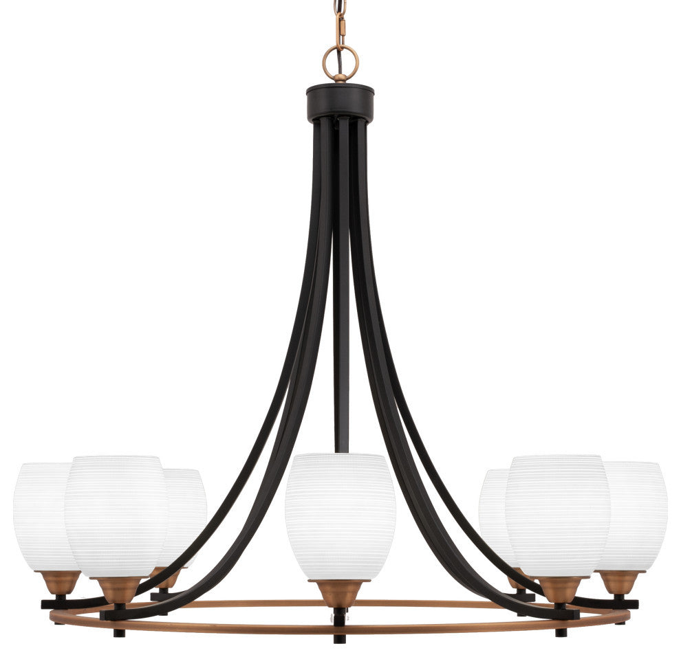 Paramount 8-Light Chandelier, Matte Black & Brass, 5" White Matrix Glass
