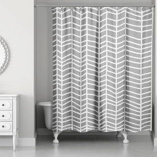 Gray Chevrons 71x74 Shower Curtain