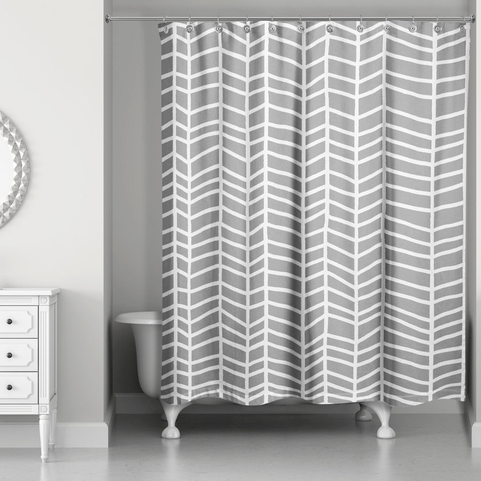Gray Chevrons 71x74 Shower Curtain