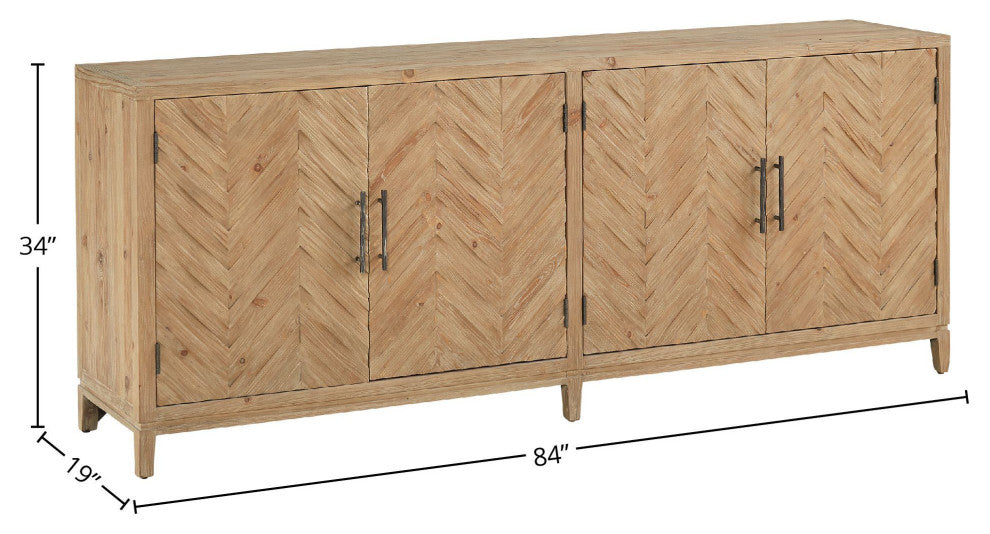 Bronx 84" 4-Door Sideboard, Brown