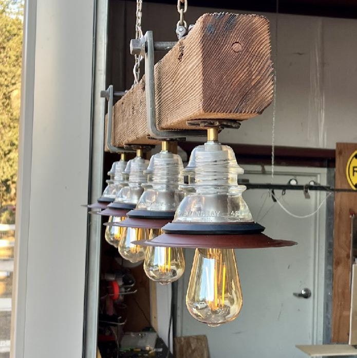 Utility Pole Crossarm Beam Chandelier Insulator Edison Bulb