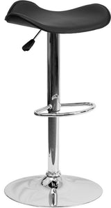 Contemporary Black Vinyl Adjustable Barstool With Chrome Base