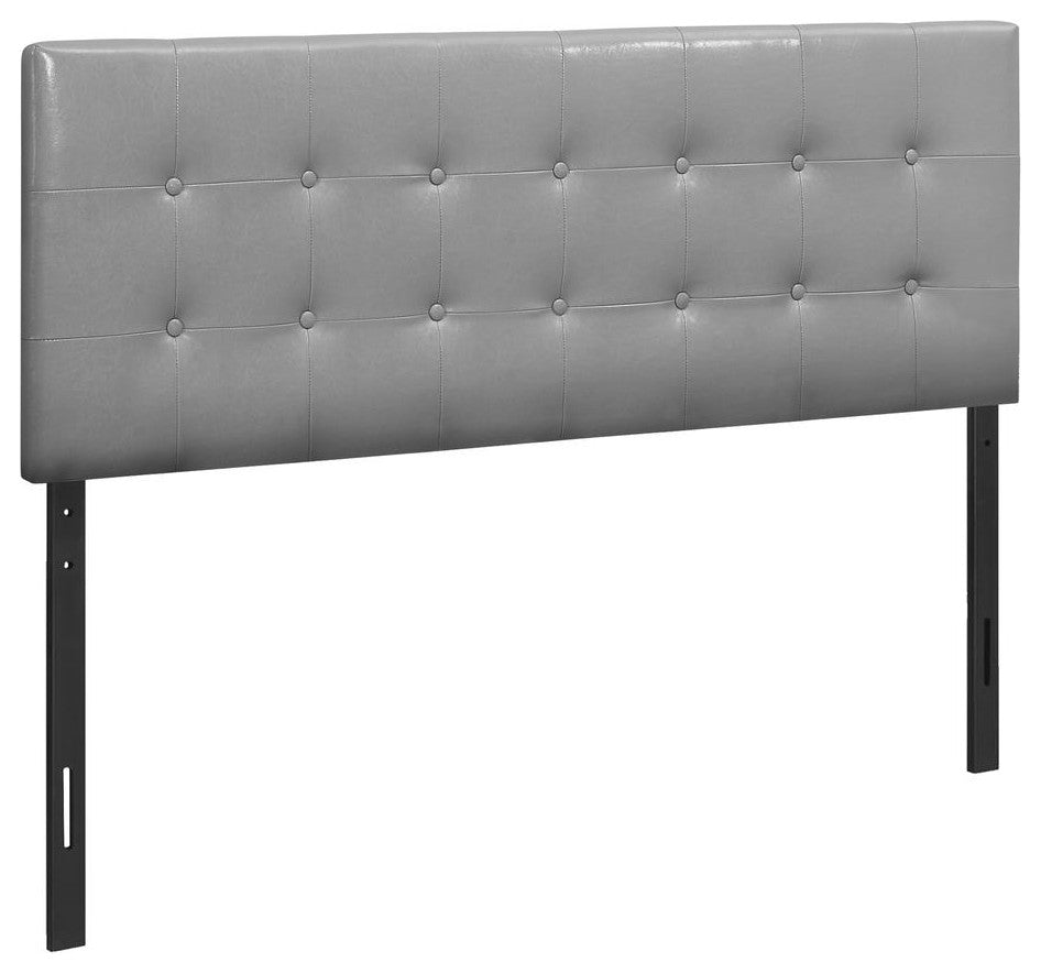 Bed, Headboard Only, Queen Size, Bedroom, Upholstered, Grey Leather Look