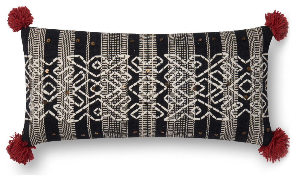 Black 12"x27" Decorative Accent Pillow