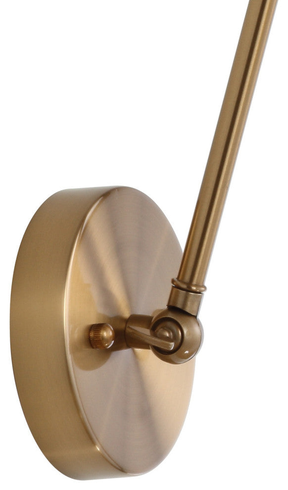 Rover Adjustable Classic Glam Arm Metal LED Wall Sconce, Brass Gold, Width: 30"