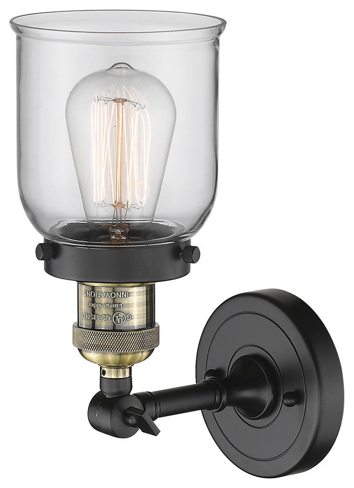 Small Bell 1-Light LED Sconce, Black Antique Brass, Glass: Clear