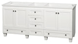 72" Double Bathroom Vanity, White