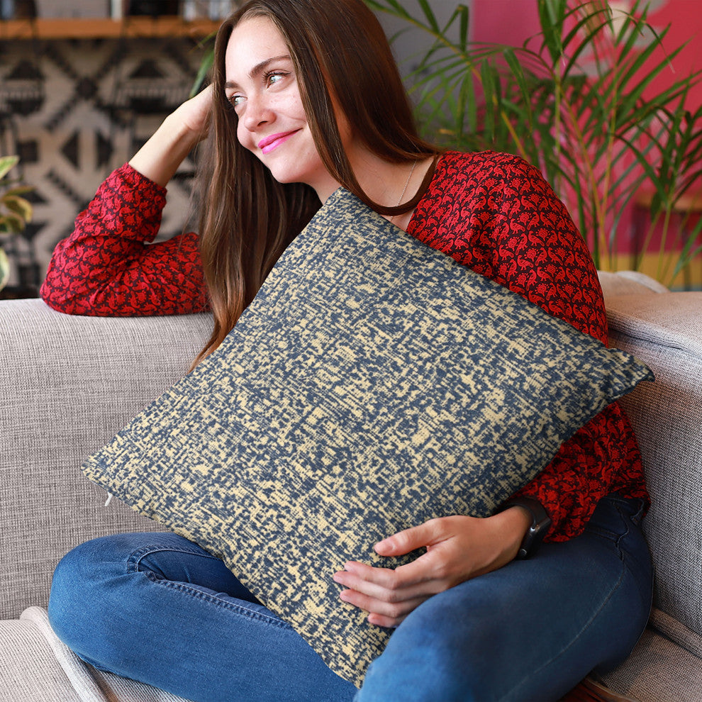 Plutus Blue Dotted Luxury Throw Pillow, 26"x26"