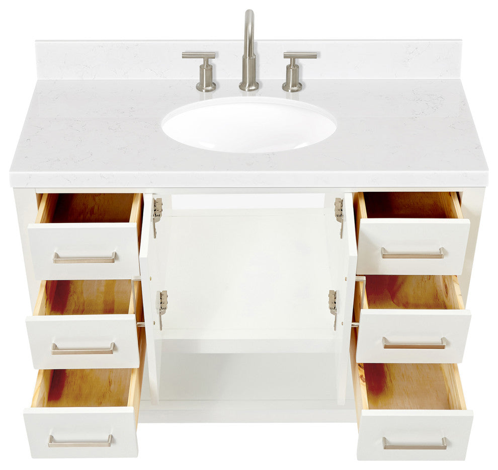 Ariel Magnolia 36"  Single Oval Sink Vanity, Carrara Quartz