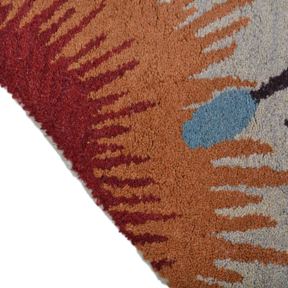 HAND TUFTED WOOL ECO-FRIENDLY AREA RUGS-Octagon,Cream,Floral