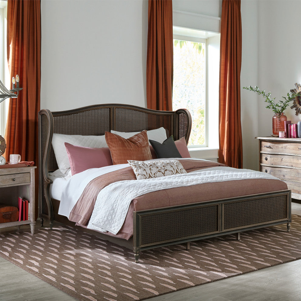 Hillsdale Sausalito Wood Cane Bed, Oiled Bronze, King Bed