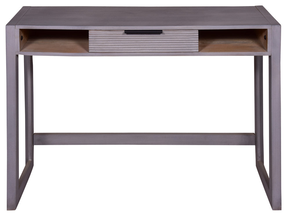 Benzara UPT-272547 Single Drawer, Mango Wood, Entryway Console Table Desk, Gray
