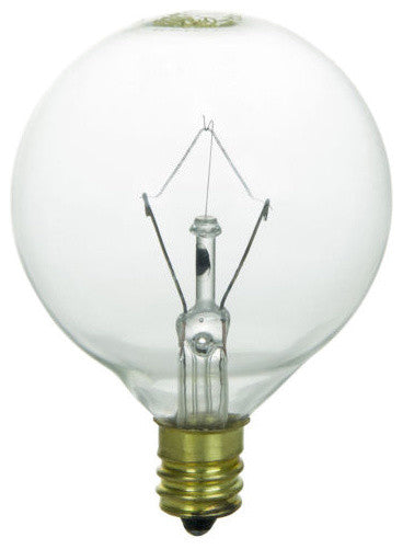 Sunlite 25 Watt G16.5 Globe, Candelabra Base, Clear 50 Pack