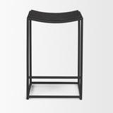 Taniel Textured Black Wood With Black Metal Counter Stool