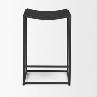 Taniel Textured Black Wood With Black Metal Counter Stool