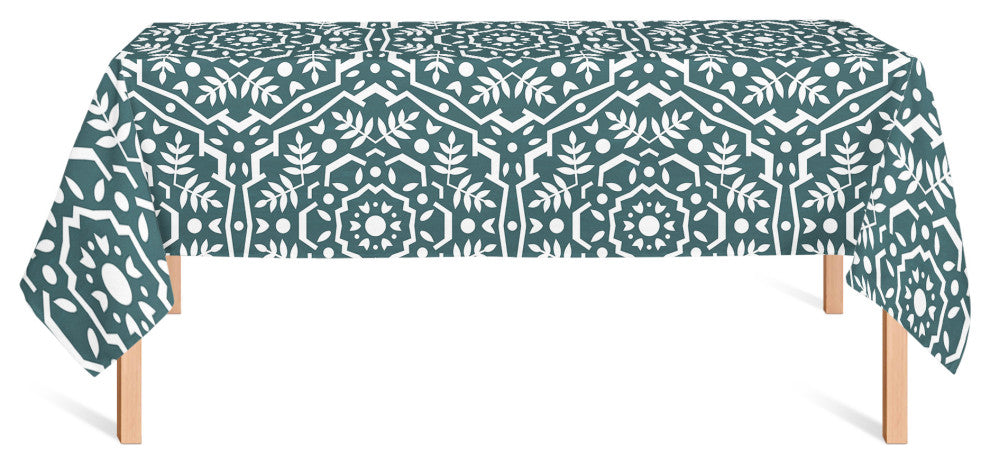 Folk Floral Teal 58x102 Tablecloth