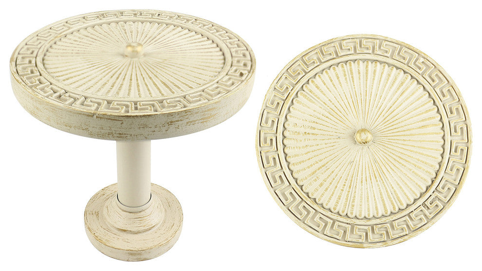 Large Agia Medallion Drapery Holdback, Gilded French White, Set of 1