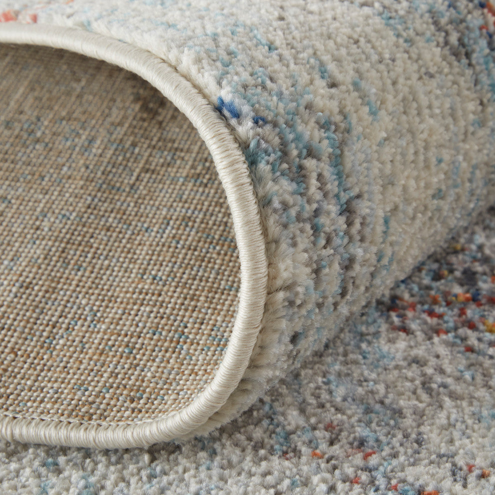 Weave & Wander Adelmo Abstract Contemporary Rug, Ivory/Multi, 9'x12'