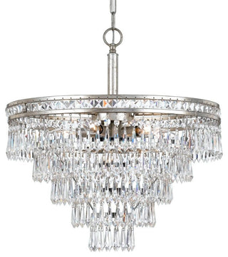 Crystorama 5264-OS-CL-MWP, 7-Light Chandelier, Olde Silver