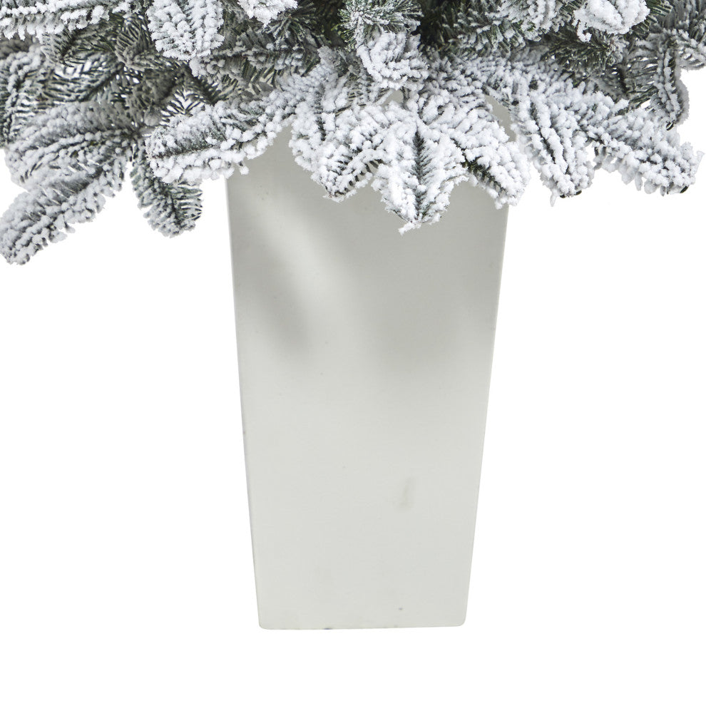 44" Flocked North Carolina Fir Faux Xmas Tree W/White Lights & Bendable Branches