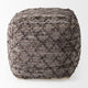 Falguni 16Lx16Wx16H Gray Leather and Cotton Patterned Pouf