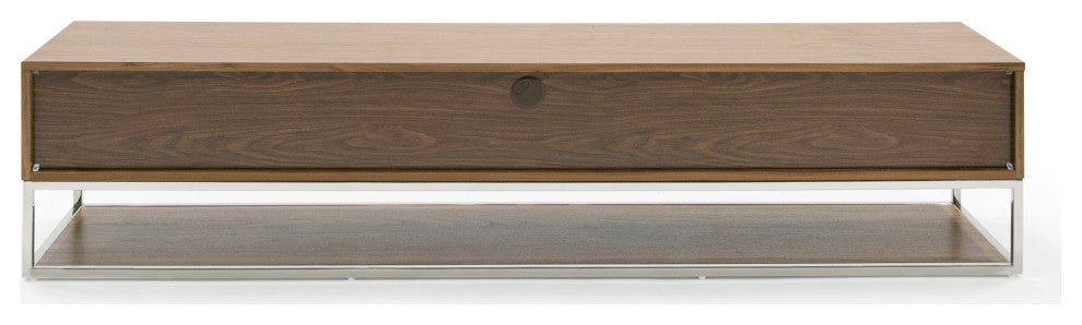 Modrest Heloise Modern Walnut and Stainless Steel TV Stand
