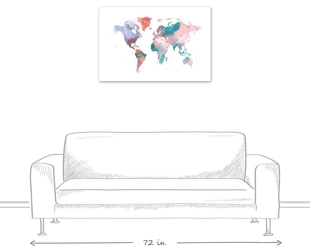 Jewel Tones World Map 24x36 Canvas Wall Art
