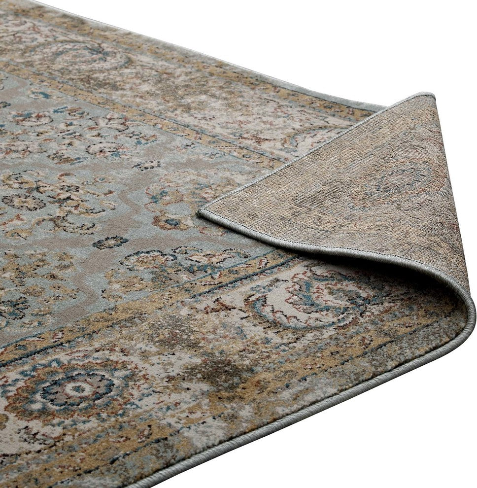 Hisa Distressed Vintage Floral Lattice 5x8 Area Rug