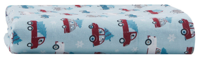 True North by Sleep Philosophy Cotton Flannel Winter Sheet Set, Christmas Truck