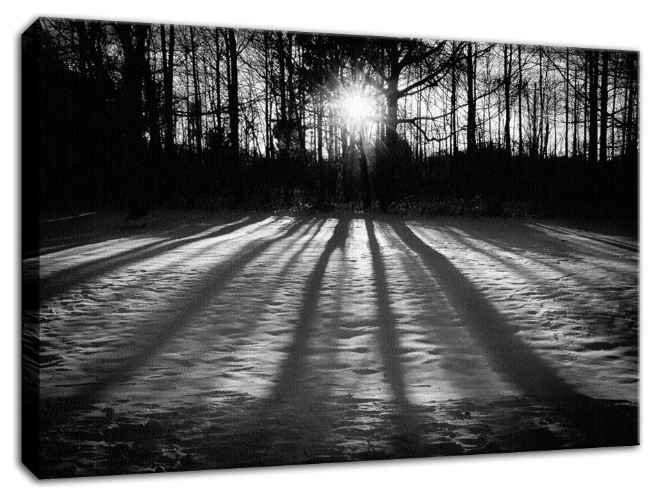 Primitive Wall Decor: Black & White Canvas Photo Print Winter Shadows, 18" X 24"