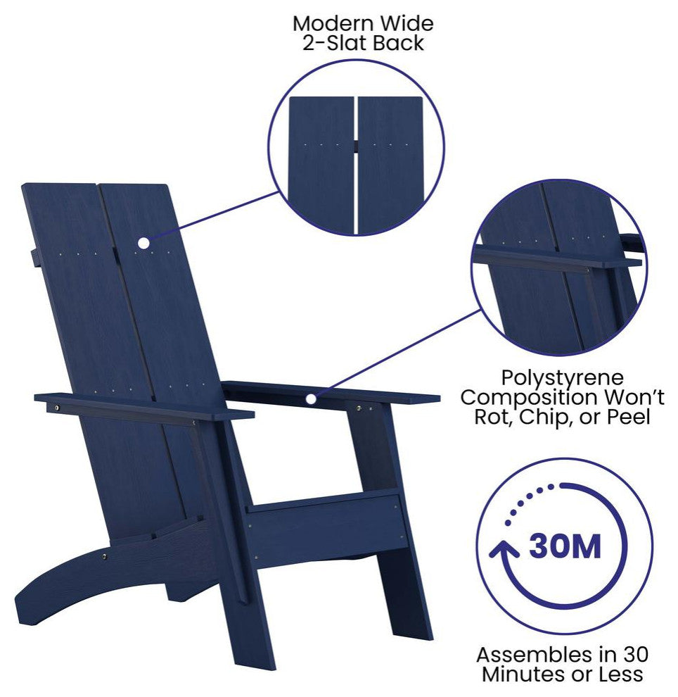Sawyer Modern All-Weather Poly Resin Wood Adirondack Chair in Navy