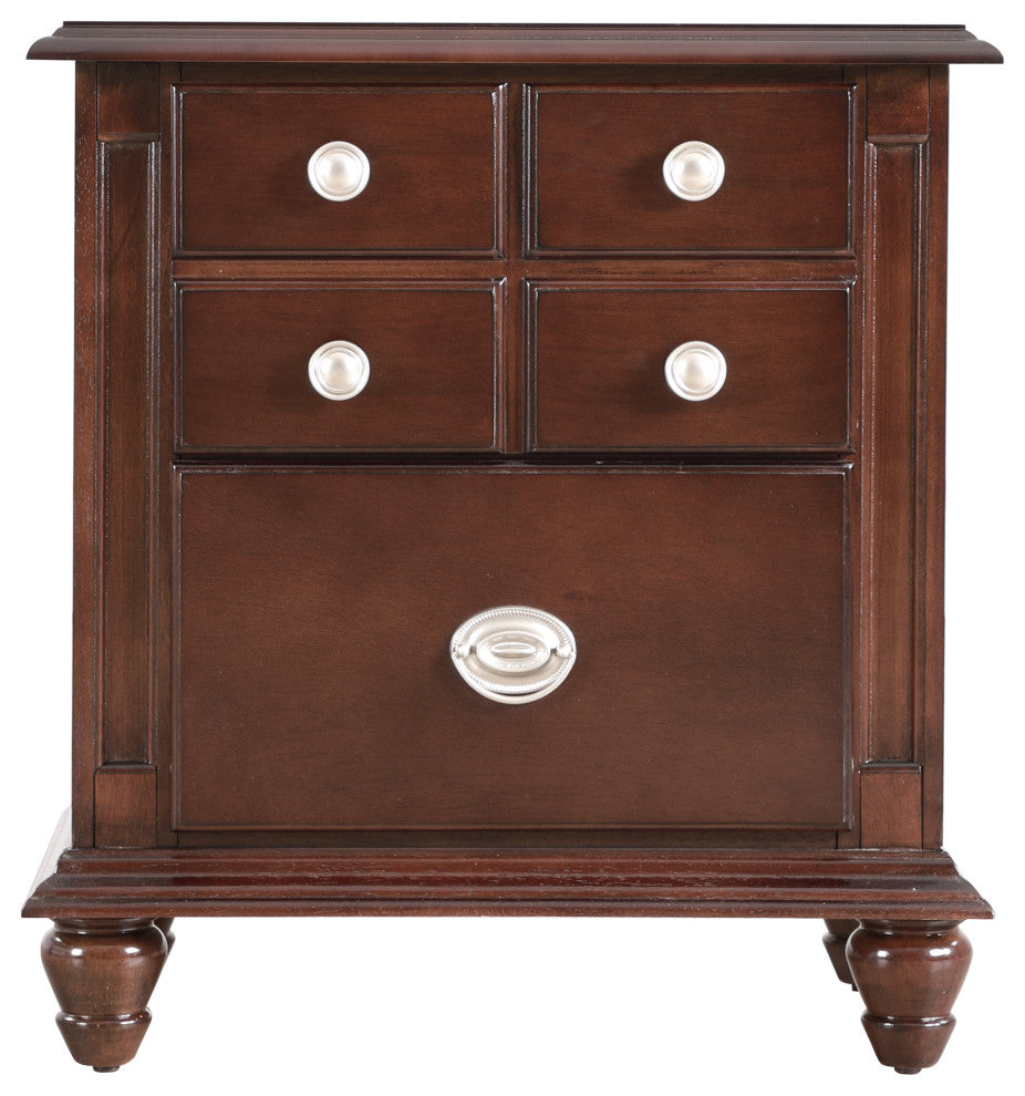 Summit 5 Drawer Cappuccino Nightstand, 27"x16"x24"