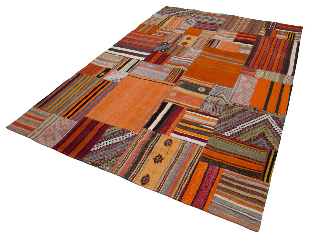 Rug N Carpet - Handmade Turkish 6' 7'' x 9' 10'' Vintage Patchwork Kilim Rug