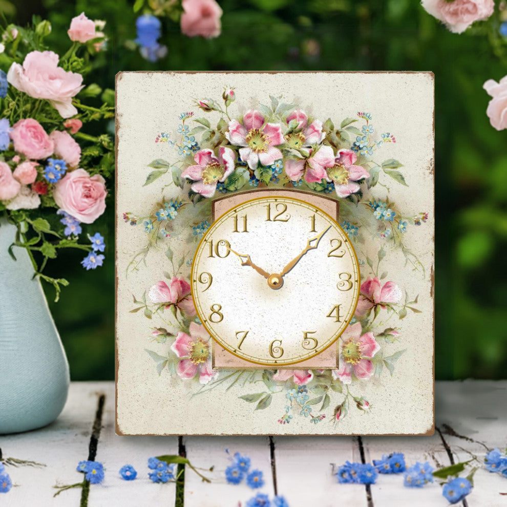 Vintage-Style Romantic Roses Wall Clock