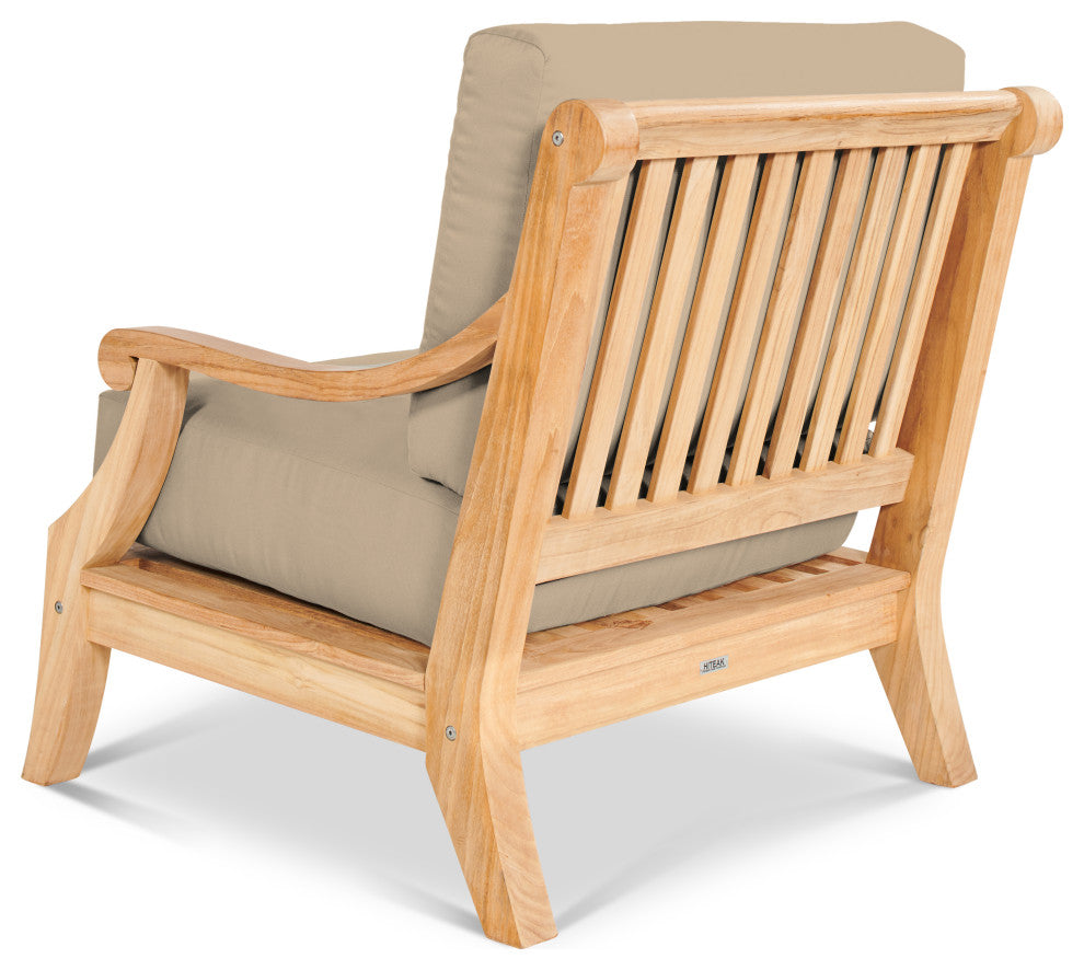 Sonoma Teak Deep Seating Outdoor Club Chair with Sunbrella Fawn Cushion