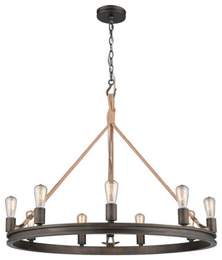 Circular Chandelier 9 Light Steel in Coastal style - 29 Inches high by 33.5