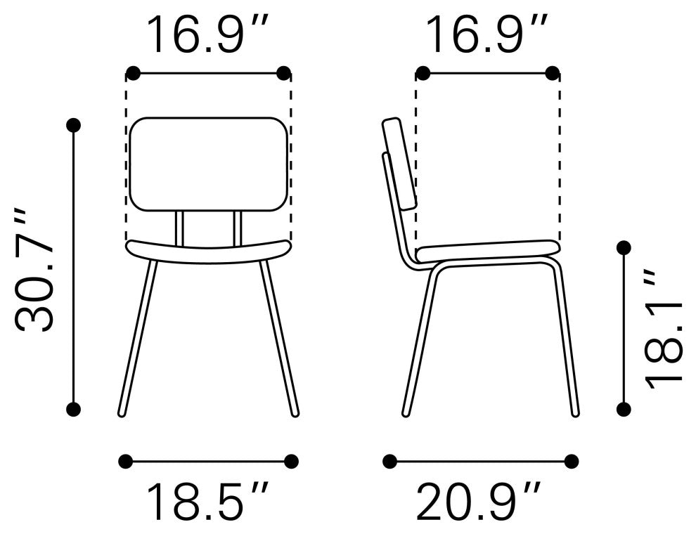 Boston Dining Chair (Set of 2) Vintage Black