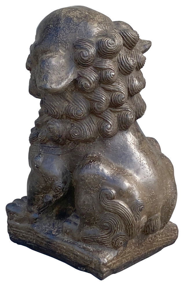 Chinese Distressed Brown Rough Marks Fengshui Foo Dog Lion Figure Hcs7364