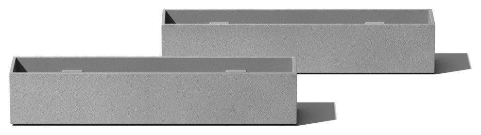 GEO Series Plastic Planter, Grey, Short, 2 Pack