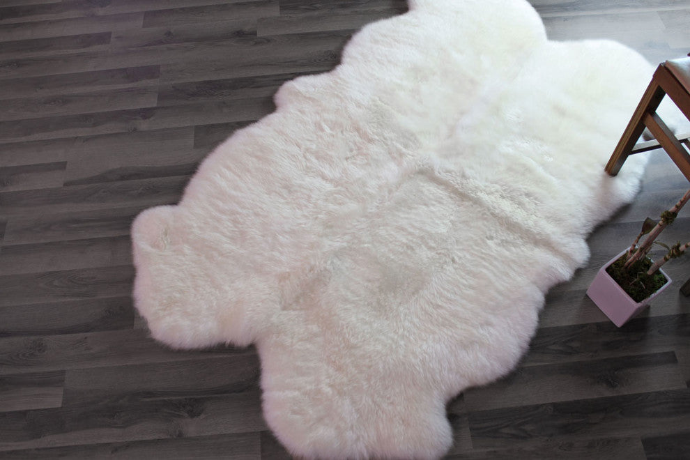 Genuine Sheepskin Rug, Ivory, Four Pelt