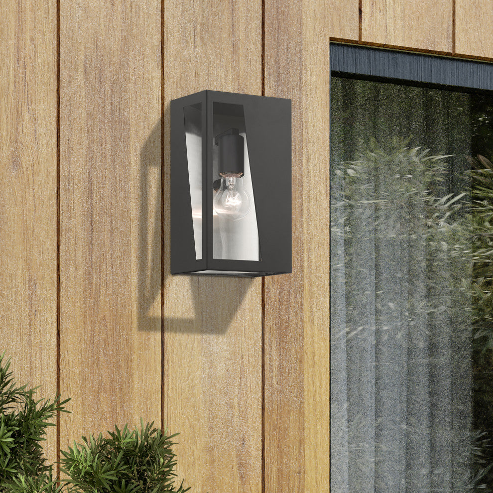 Forsyth 1-Light Black Outdoor Medium ADA Wall Lantern