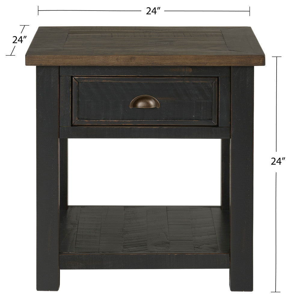 Monterey End Table, Two-Tone Black and Brown