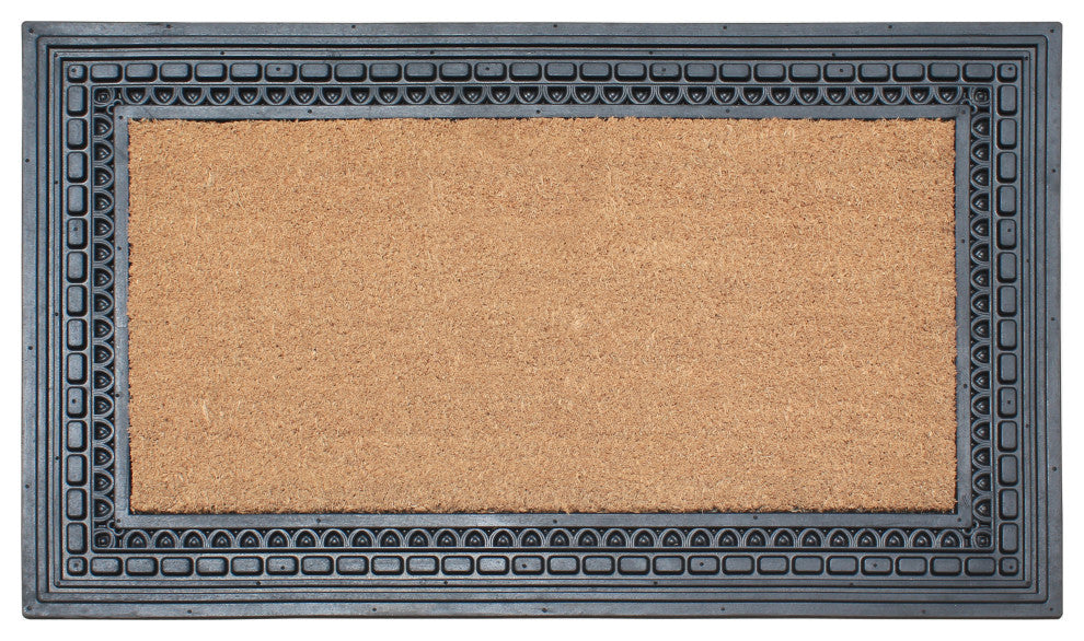 Rubber And Coir, 24"x39" Heavy Duty Outdoor Doormat, Black/Beige