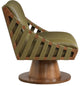 Millwin Upholstered Swivel Accent Chair, Olive, Vegan Leather, Walnut Finish