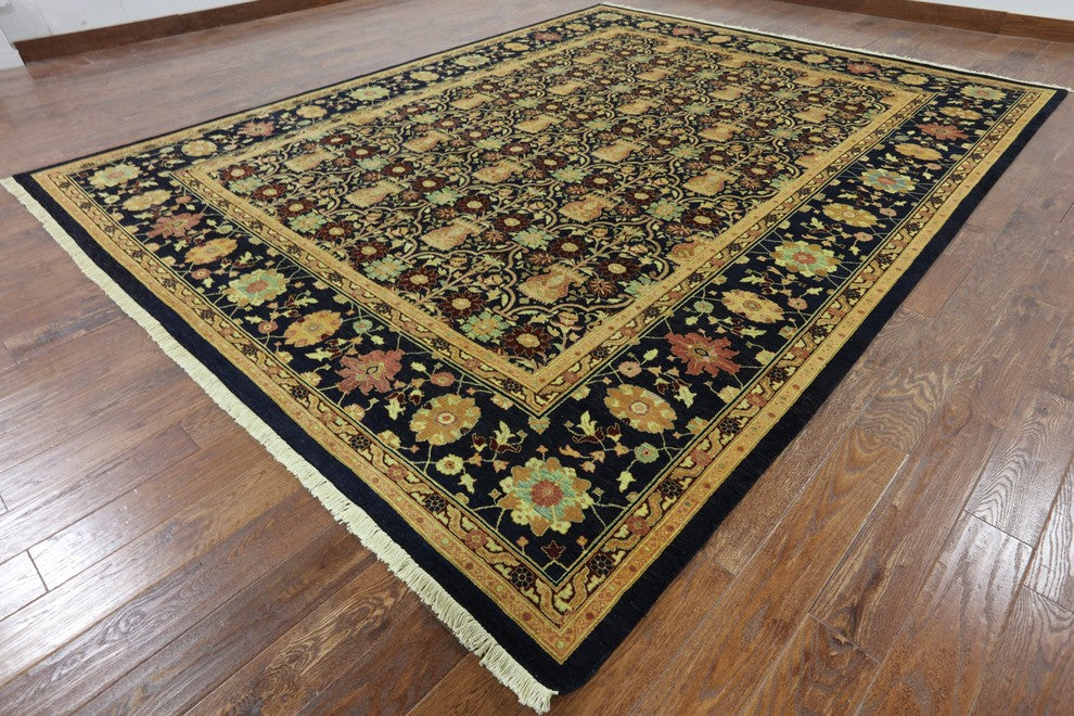 Oriental Navy Blue French Design Peshawar Rug 9'x12', W1877