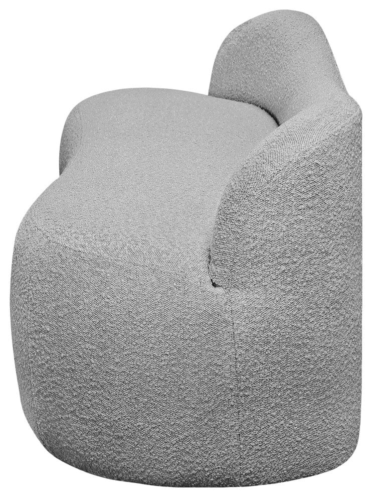 Flair Boucle Fabric Upholstered Bench, Grey