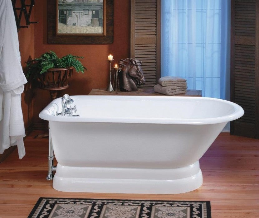 Cheviot Products Cast Iron Bathtub With Pedestal Base and Faucet Holes